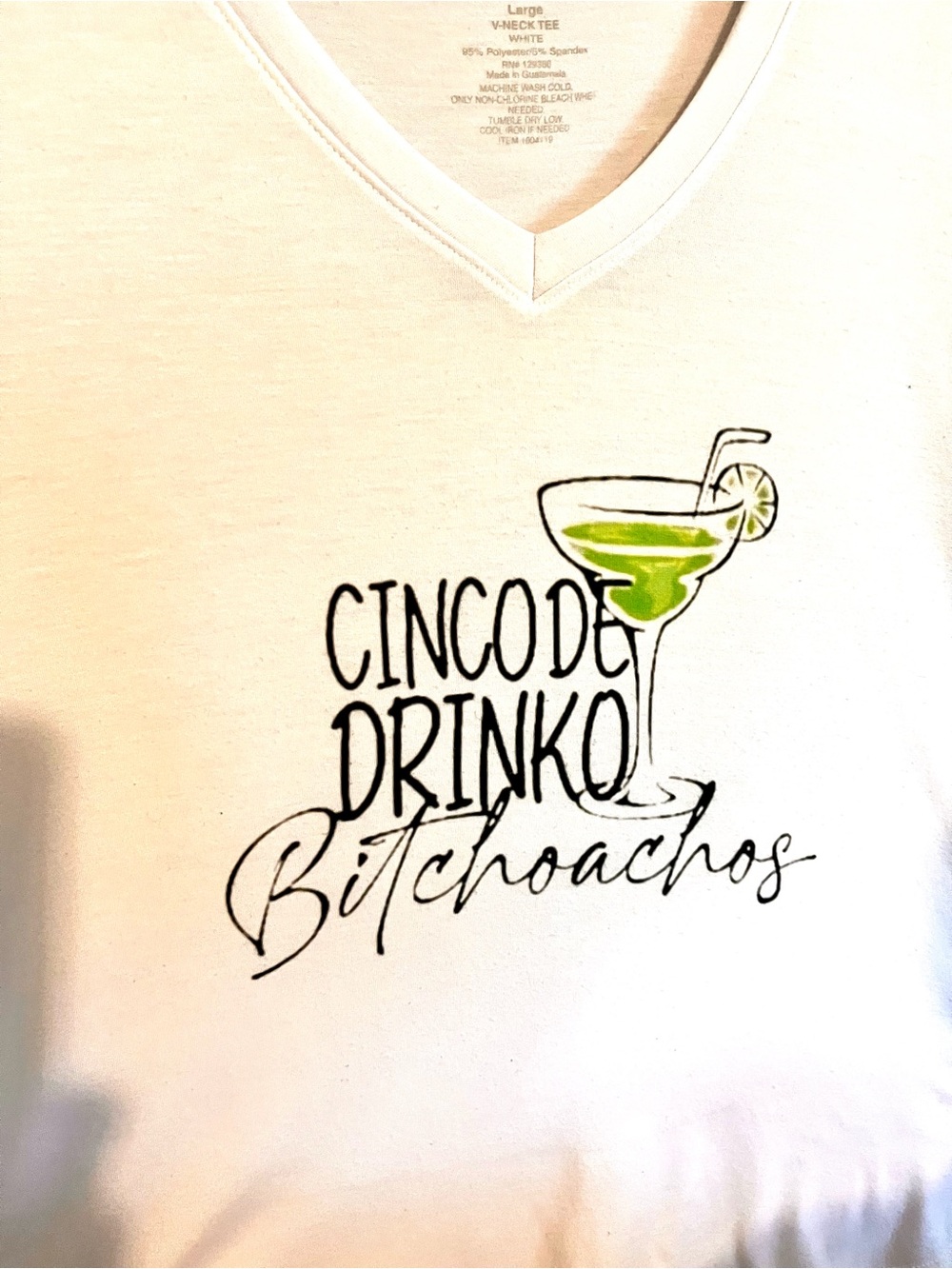 Women’s Cinco de Drinko Margarita Graphic V-Neck Tee - White & Lime